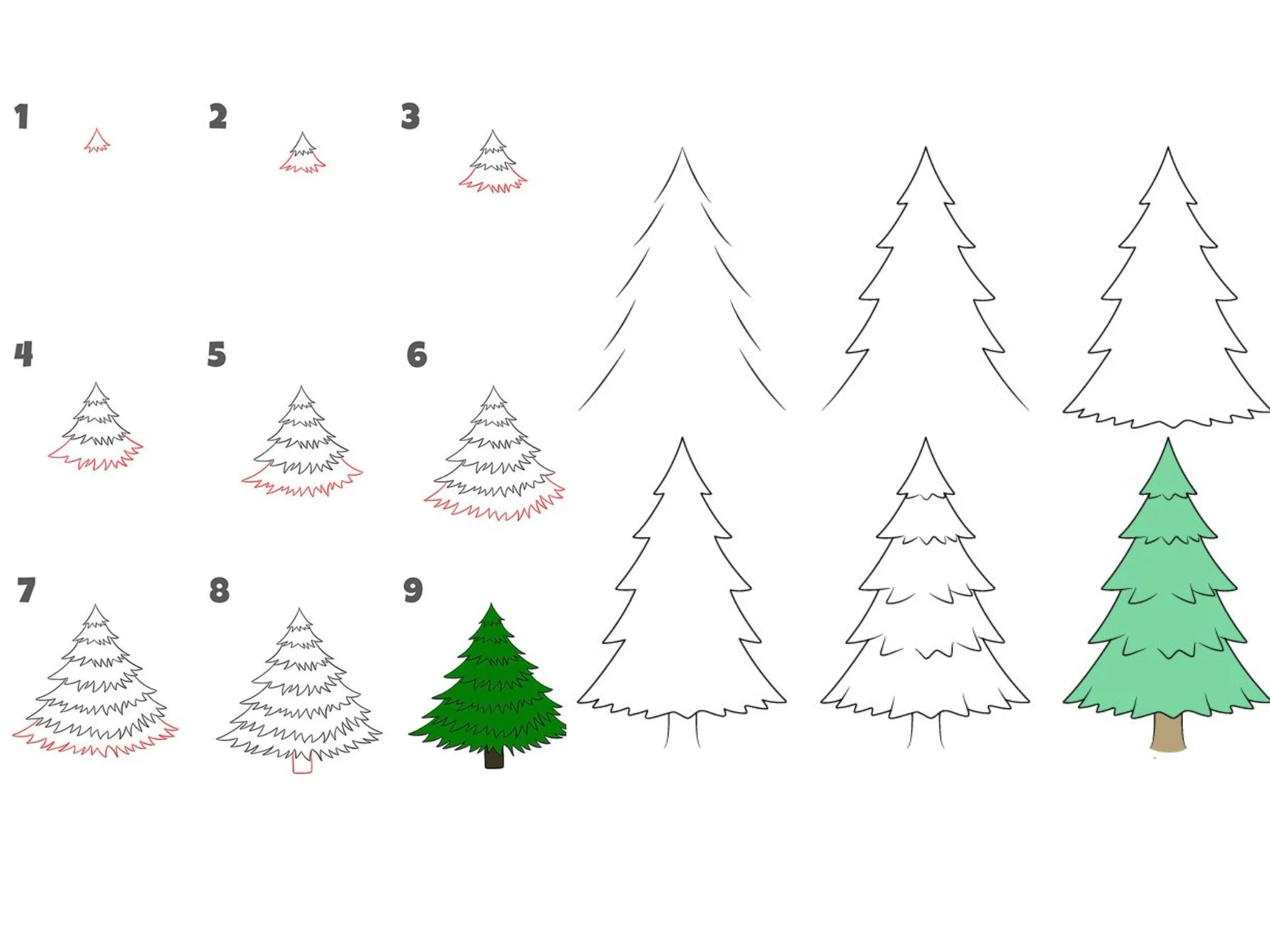 как нарисовать ёлку