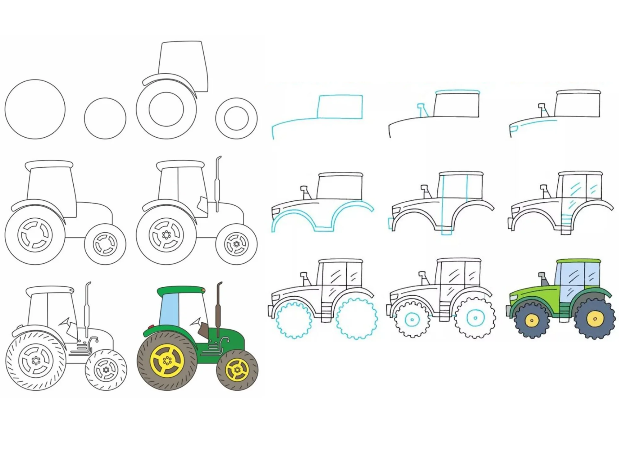 как нарисовать трактор
